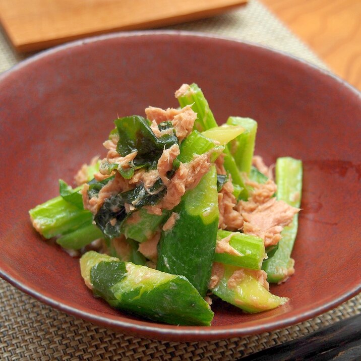 簡単おつまみ!きゅうりとセロリとワカメのツナ和え